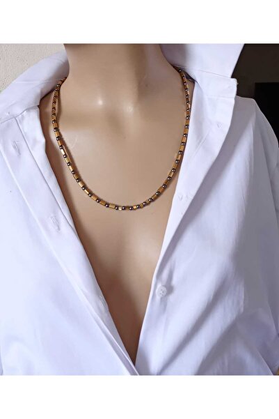 shop قلادة بسيطة للجنسين من حجر الهيماتيت بلونين ترمز للتوازن والأناقة