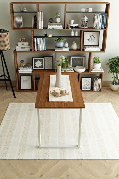 woodwork antalya Ağaç Yemek Masası Beyaz Ayak