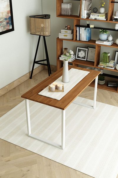 woodwork antalya Ağaç Yemek Masası Beyaz Ayak