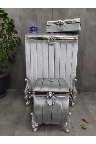 ORUÇ BEY 3lü kadife kirli çamaşır sepeti