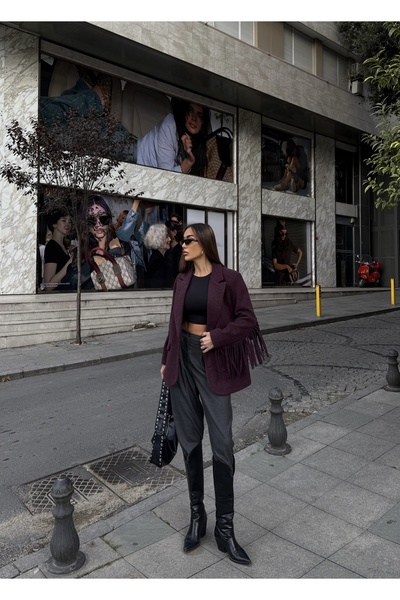 Rabury Butik Elora Kolları Püsküllü Kaşe Blazer Ceket