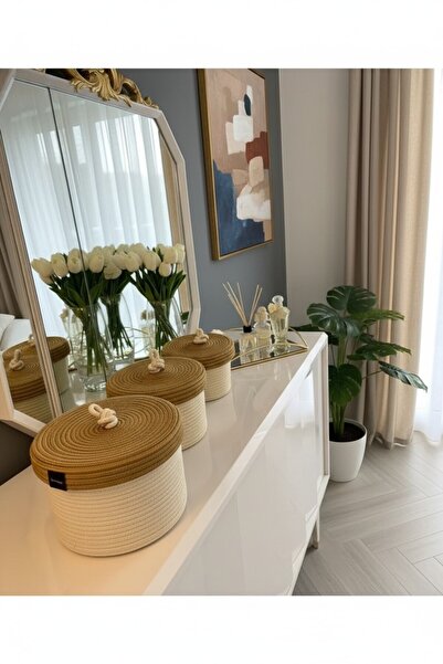 BHR Creative سلة تخزين من الجوت مع غطاء للتنظيم والترتيب