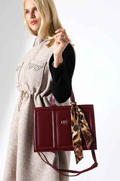 Encool Geantă model cutie de dimensiuni mari pentru femei, culoare burgundy, cu accesorii pentru eșarfă, geantă de umăr și de mână cu curea încrucișată