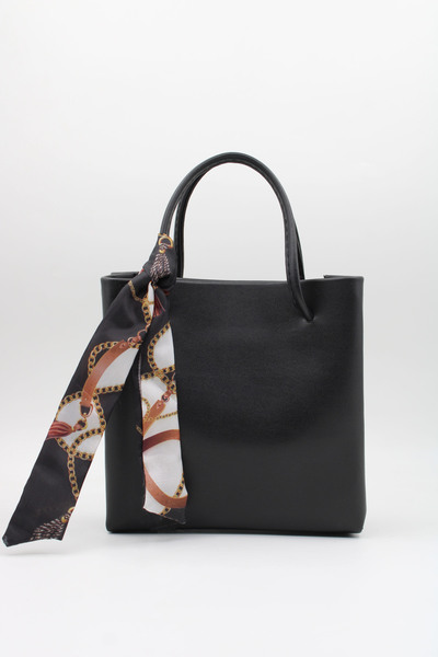 LASSO Geantă de mână și de umăr neagră pentru femei, cu mini eșarfă, curea lu...