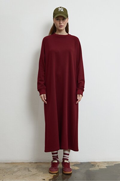 QANU Nora Sweatshirt Dress Burgundy