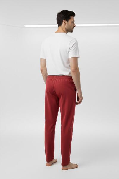 cotonhause Erkek Penye Tek Alt Kırmızı | %100 Pamuklu Rahat Kesim Ev Giyim Pijama Altı C1T0N2705