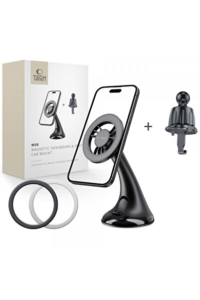 Tech-Protect Suport Auto Magnetic N56-2 2in1, Universal, Negru