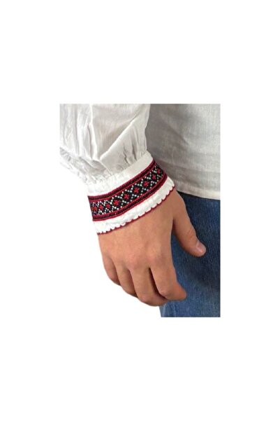 rody's forever Men’s traditional Romanian shirt CPB3 white/red size S