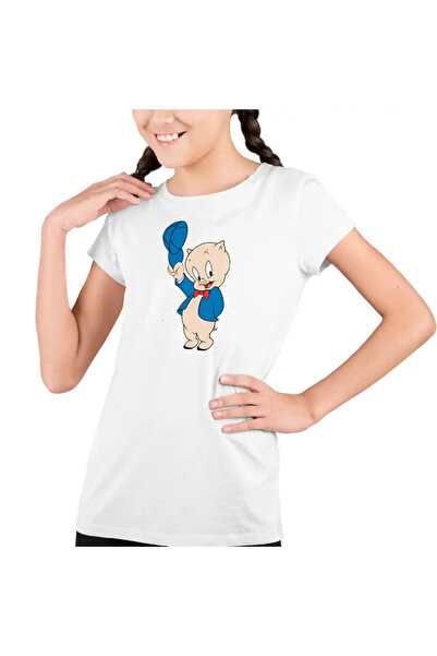 OEM Детска тениска с анимационен филм за момичета Porky Looney Tunes с прасенца