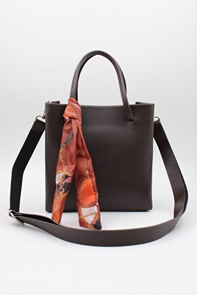 LASSO Geantă de mână și de umăr cu fermoar, cu curea lungă, maro, pentru femei