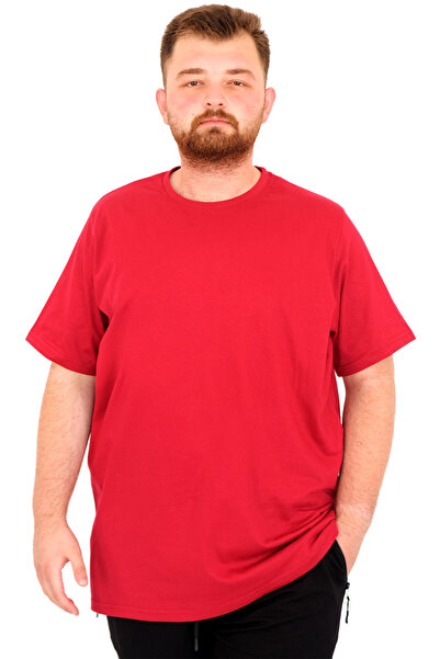 ModeXL Ανδρικό μπλουζάκι Mode XL Plus Size Crew Neck Basic U25162 Βουργουνδίας