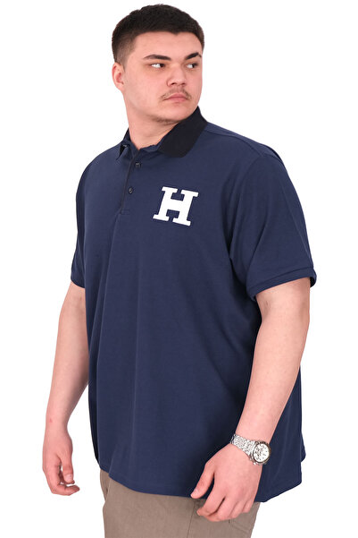 ModeXL Ανδρικό μπλουζάκι με λαιμόκοψη πόλο μεγάλου μεγέθους Mode XL H BROUDED U25312 Indigo