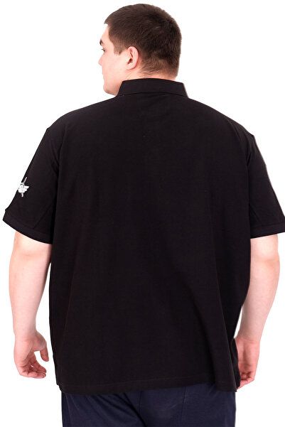 ModeXL Ανδρικό μπλουζάκι Mode XL Plus Size με λαιμόκοψη πόλο U25305 Μαύρο