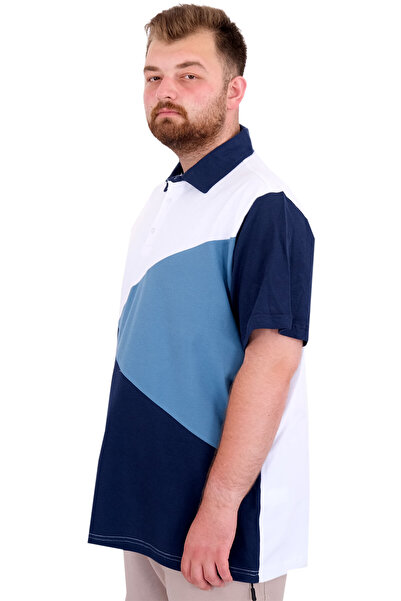 ModeXL Mode XL Large Size Men's T-Shirt Polo Neck Piecewise 25313 White