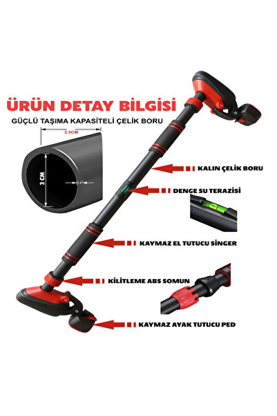 Raiden BX Çift Ayaklı 92-120CM Barfiks Bar Koridor Kapı Barfiksi Barfix Aleti Çubuğu Çekme Barı Demiri