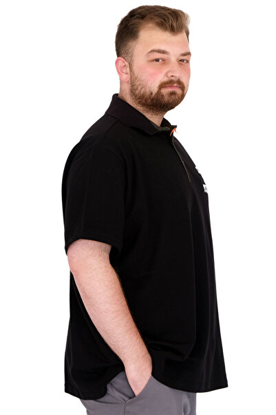 ModeXL Fashion XL Big Size Men's T-Shirt Polo Neck Yourself U25310 Black