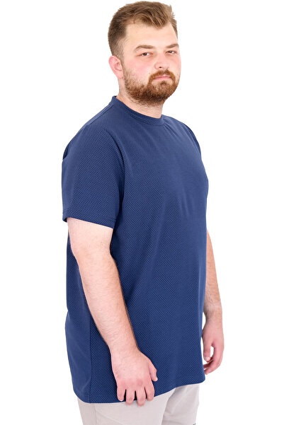 ModeXL Fashion XL Large Size Men's T-Shirt Crew Neck Dore U25034 Indigo