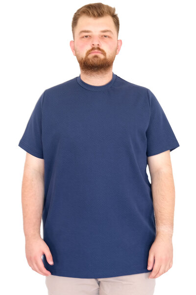 ModeXL Ανδρικό μπλουζάκι μεγάλου μεγέθους Mode XL με λαιμόκοψη χρυσό U25034 Indigo