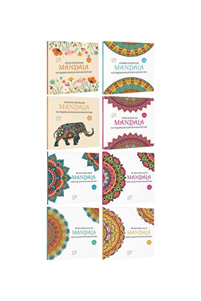 Çılgın Zeka Büyükler için boyama kitabı seti 8 Kitap Mandala Boyama Kitabı Seti
