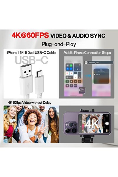 Generic Selfie Monitor Screen for iPhone & Android — Magnetic Vlog Monitor 4K 60fps with Bluetooth Remote