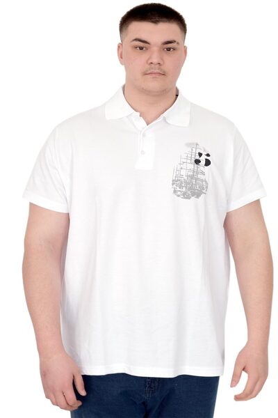 ModeXL Ανδρικό μπλουζάκι Mode XL Plus Size Polo Sail Boat U25302 Λευκό