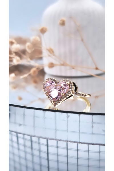 Serenity خاتم مطلي بالفولاذ على شكل قلب كبير