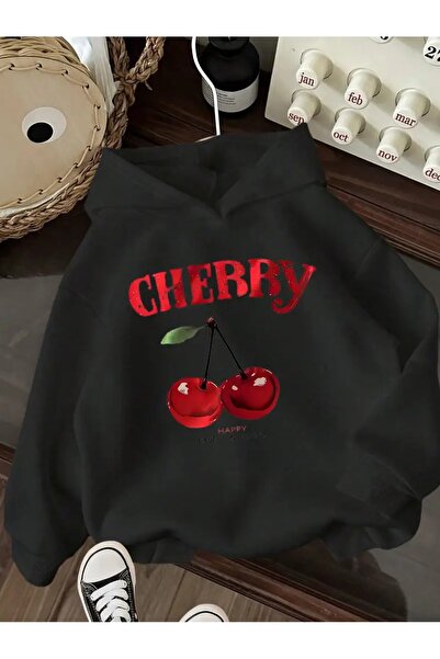 oneagılyazı Суитшърт с качулка - графичен принт с череши