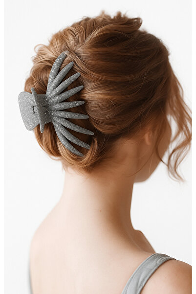 cityvision Glittery Octopus Model Gray Color Hair Clip 12 cm Large Size