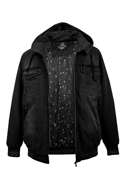 tambattal Plus Size Patchwork 3 Thread Hooded Denim Coat (Loose Comfortable Fit)