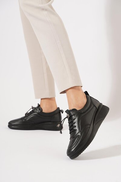 Moda Pie Pantofi de damă din piele naturală cu șireturi din cauciuc brodate M...