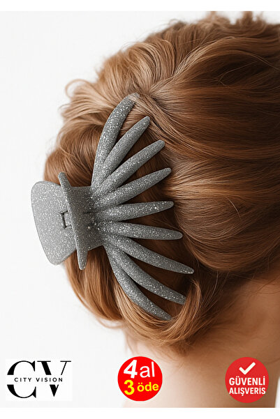 cityvision Glittery Octopus Model Gray Color Hair Clip 12 cm Large Size