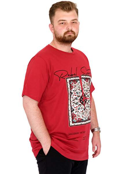 ModeXL Ανδρικό μπλουζάκι Mode XL με λαιμόκοψη REBEL U25039 Βουργουνδία