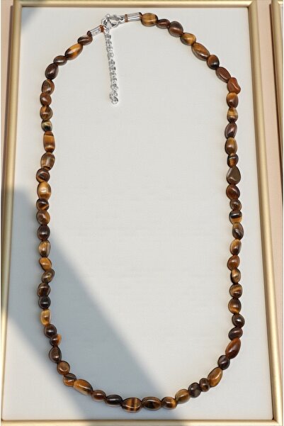 Taş-Mir Tiger's Eye Natural Stone Pendant Lentil Cut (with Steel Clip)