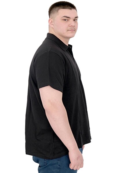 ModeXL Fashion XL Large Size Men's T-Shirt Polo Flag U25304 Black