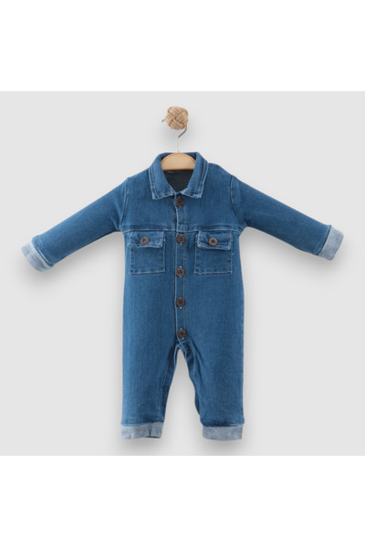 Necix's Önü Düğmeli Unisex Denim Tulum