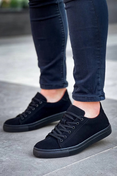 GökTR Kb-122 kuback black suede black high sole lace-up daily men's shoes