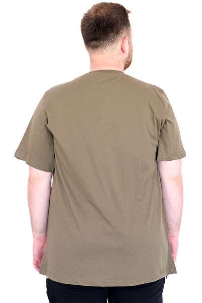 ModeXL Ανδρικό μπλουζάκι μεγάλου μεγέθους Mode XL με λαιμόκοψη REBEL U25039 Χακί
