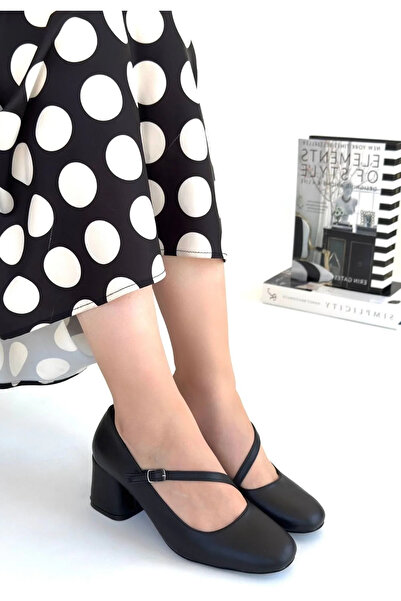 GökTR Kier Black Leather Heeled Shoes