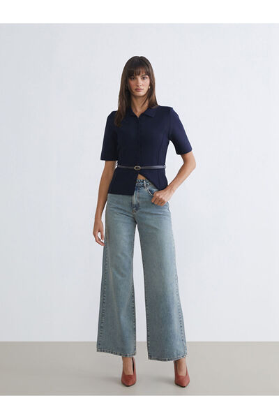 LC Waikiki بنطال جينز نسائي من Indigo Wideleg