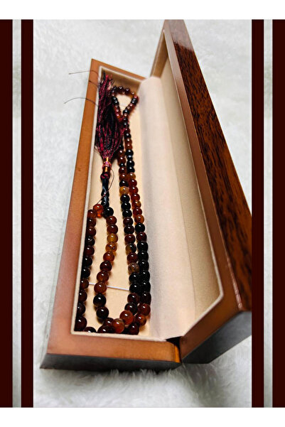 M.A Traders Black Haqeeq Tasbih – 100 Natural Aqeeq Rosary | 10mm Bead Size | Islamic Prayer Bead(With gift Box)