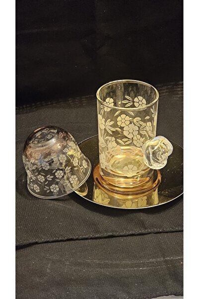 Keopsantique home Amber Color Tea and Coffee Set with Rose Handle