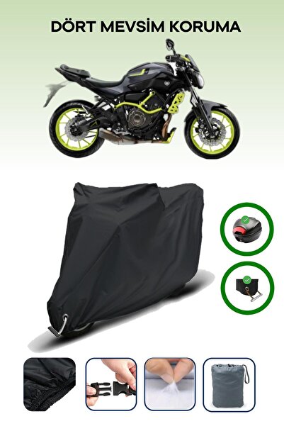 Breen Siyah Arka Çanta ve Kilit Uyumlu YAMAHA MT-07 ABS Uyumlu Motor Brandası, Koruma Örtüsü