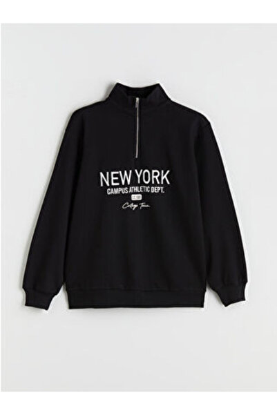 LC Waikiki Artı-Store Mock Neck New York Embroidered Women's Sweatshirt, 3 Th...