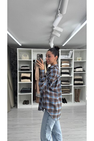 LUUNA STORE OVERSIZE EKOSELİ ODUNCU GÖMLEK- MAVİ
