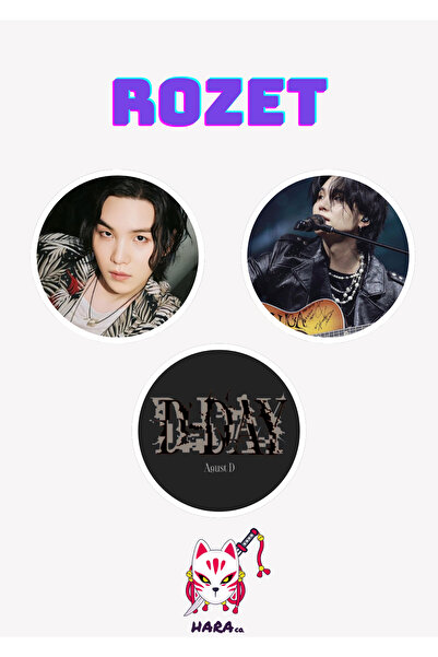 Hara Company BTS Kpop Yoongi D-Day Albüm Rozet 3’lü Rozet