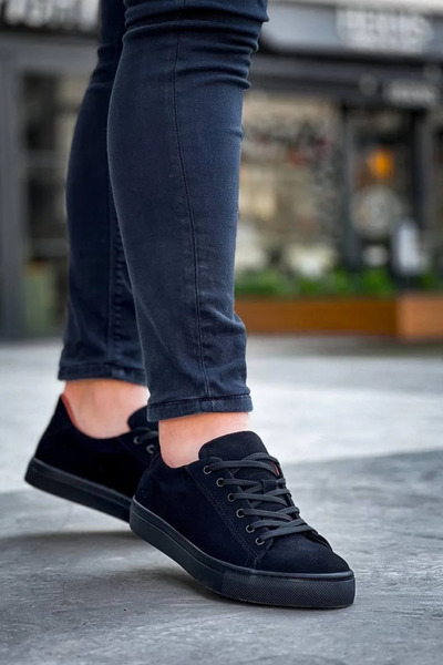 GökTR Kb-122 kuback black suede black high sole lace-up daily men's shoes