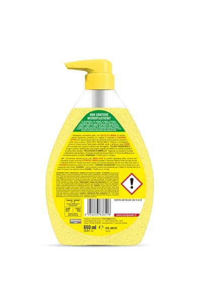 Dual Power Concentrated Dish Detergent Lemon & Activated Charcoal, 600 ml