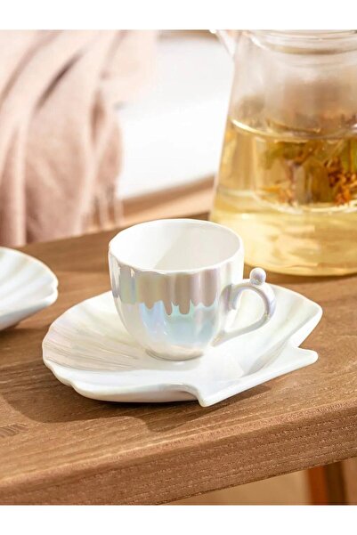 LC Waikiki Deniz Kabuğu Figürlü 2 Kişilik Porselen Kahve Fincan Takımı 80 Ml (W5)