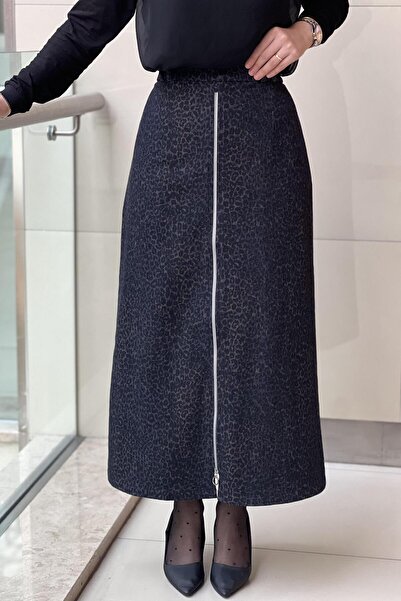 Ghisa Leopard Patterned Skirt with Zipper Detail
