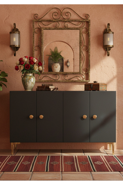 CENEYRA KA1204AG SIMPLE120 KONSOL, KAHVE KÖŞESİ ve TV SEHPASI ANTRASİT-GOLD 120cm